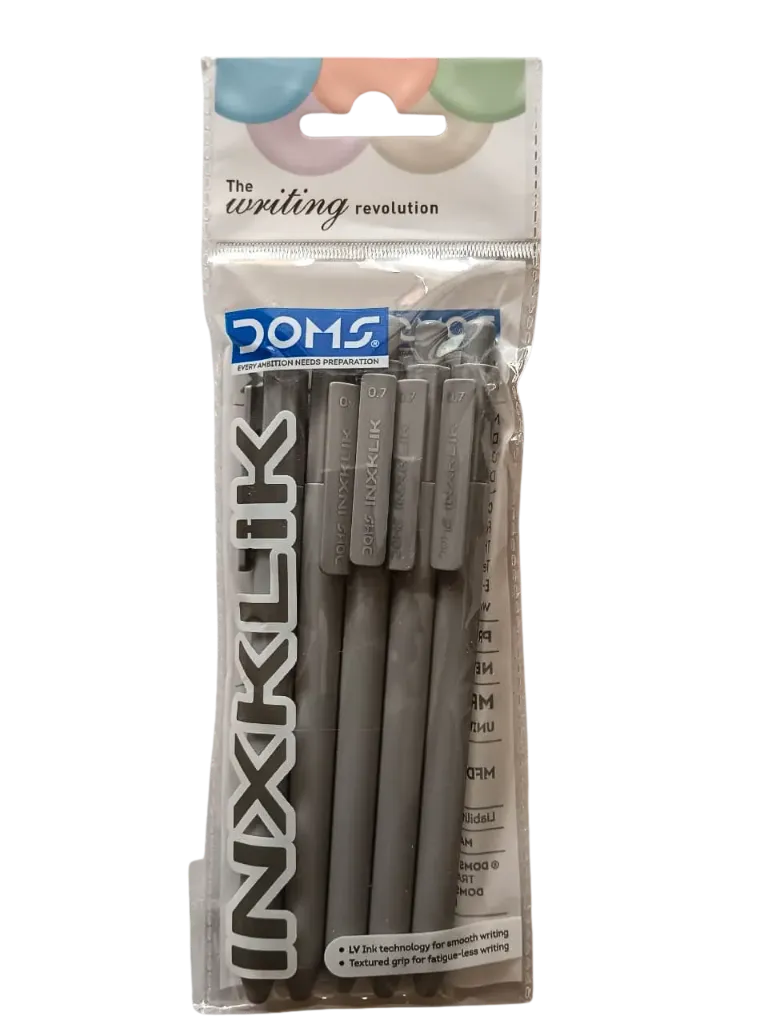 DOMS Inxklik 0.7 Ball Pen (Black) - Pack of 5