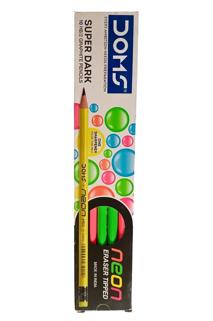 Doms Neon Rubber Tipped Pencils - HB/2 Super Dark (Pack of 10)