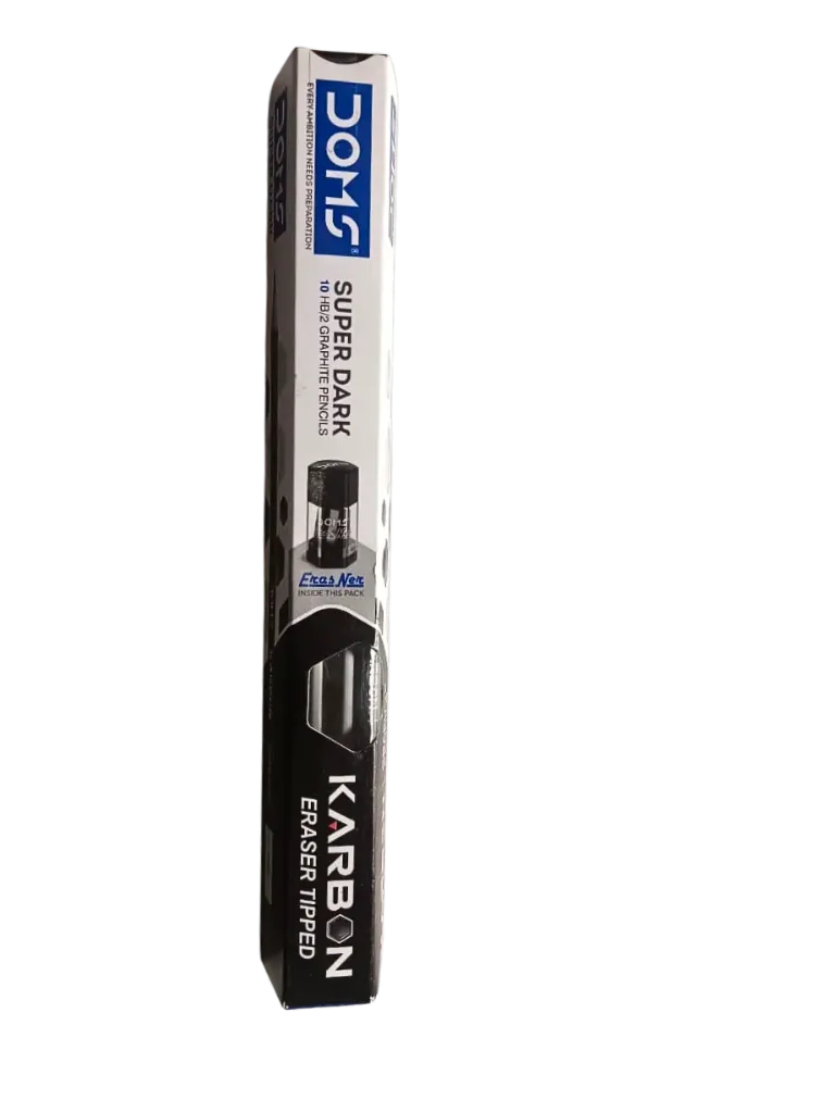 Doms Karbon Super Dark Pencils with Eraser Tip – 2-in-1 Writing Solution (Pack of 10)