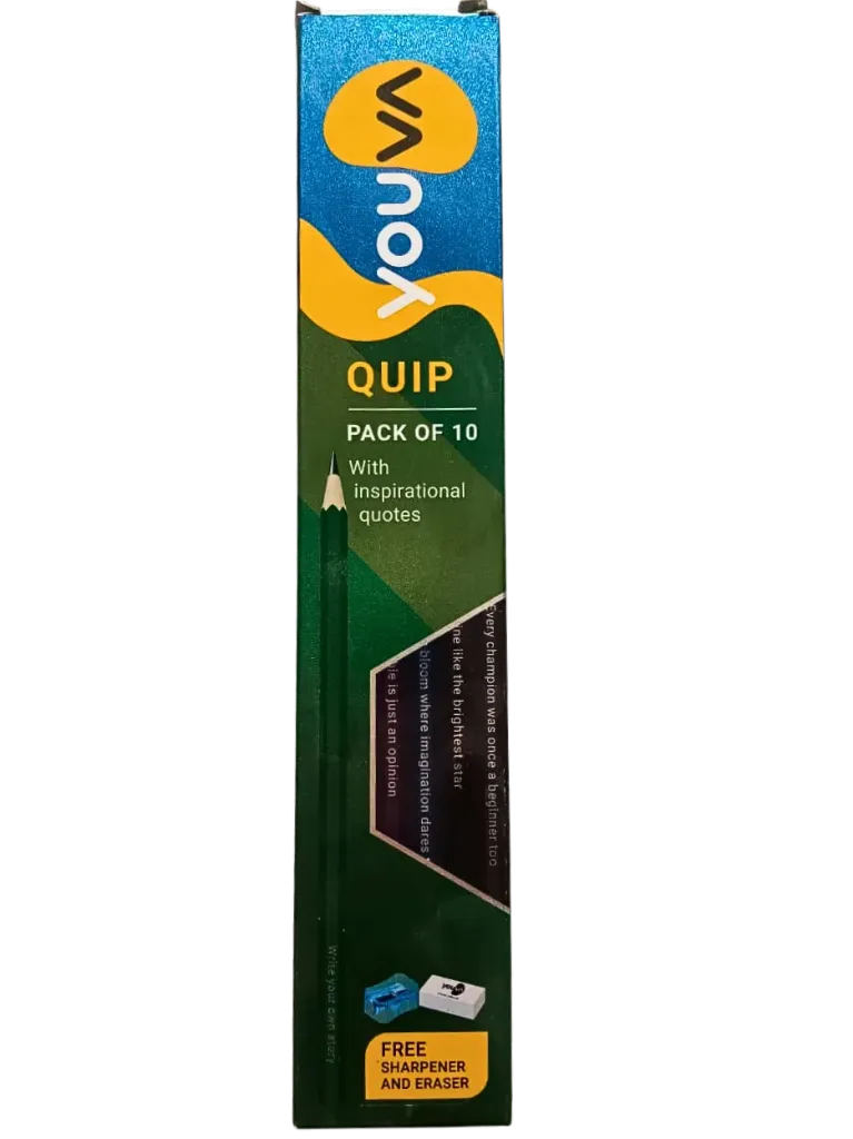 Youva Quip Pencils – Value Pack with Free Sharpener & Eraser (Pack of 10)